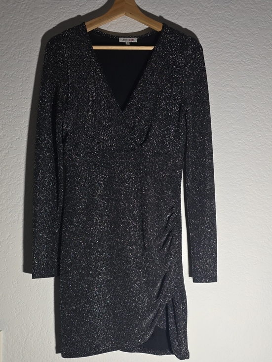 JustFab Dresses & Skirts - Shimmerry Long Sleeve Little Black Dress - Medium